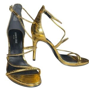 Kenneth Cole New York Bryanna Gold Metallic Strappy Heels Size 9